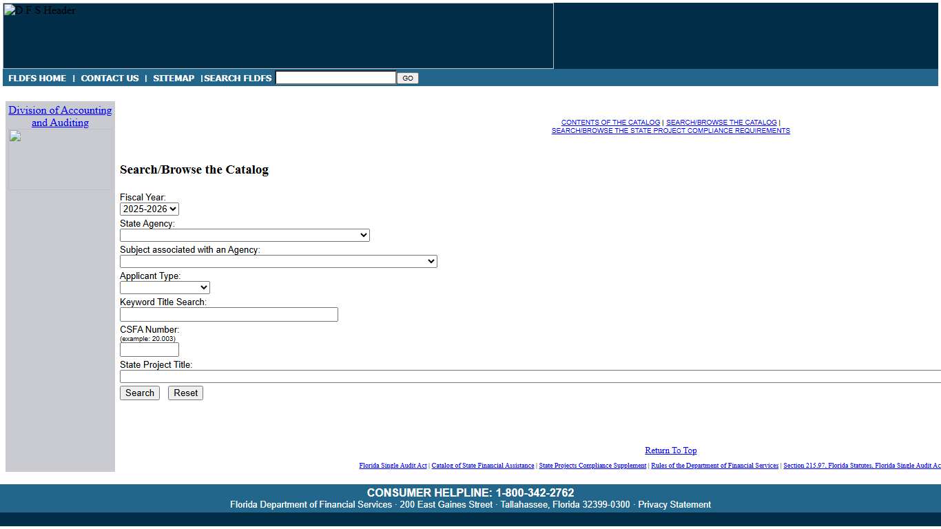 Florida Single Audit Act - Catalog Search